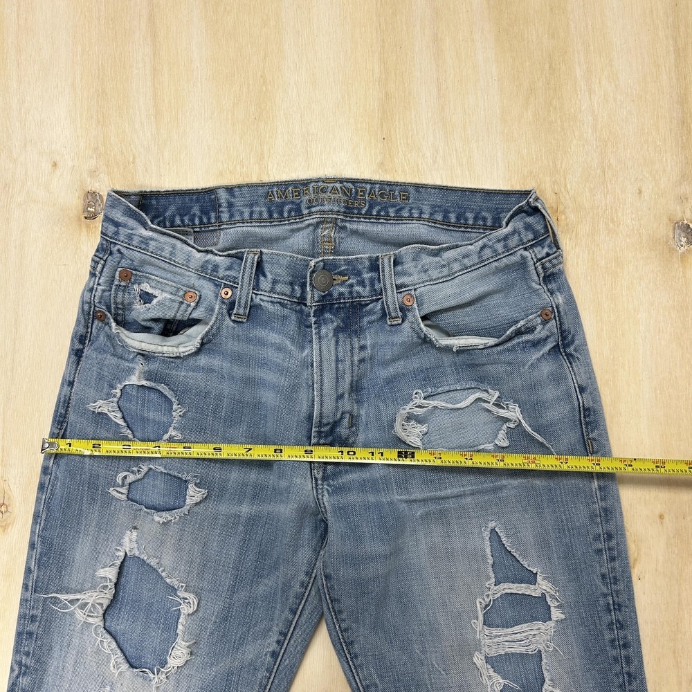 American Eagle Outfitters Jeans Mens 30x30 Medium Wash Denim Straight Distressed - Picture 6 of 11
